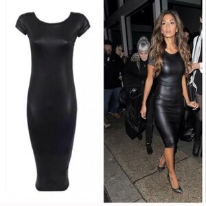 Abody body con dress almost light sheen LBD date night black midi form fitting